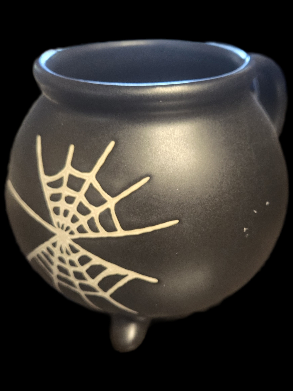 Matte Black Spiderweb Cauldron Coffee Mug - Brand